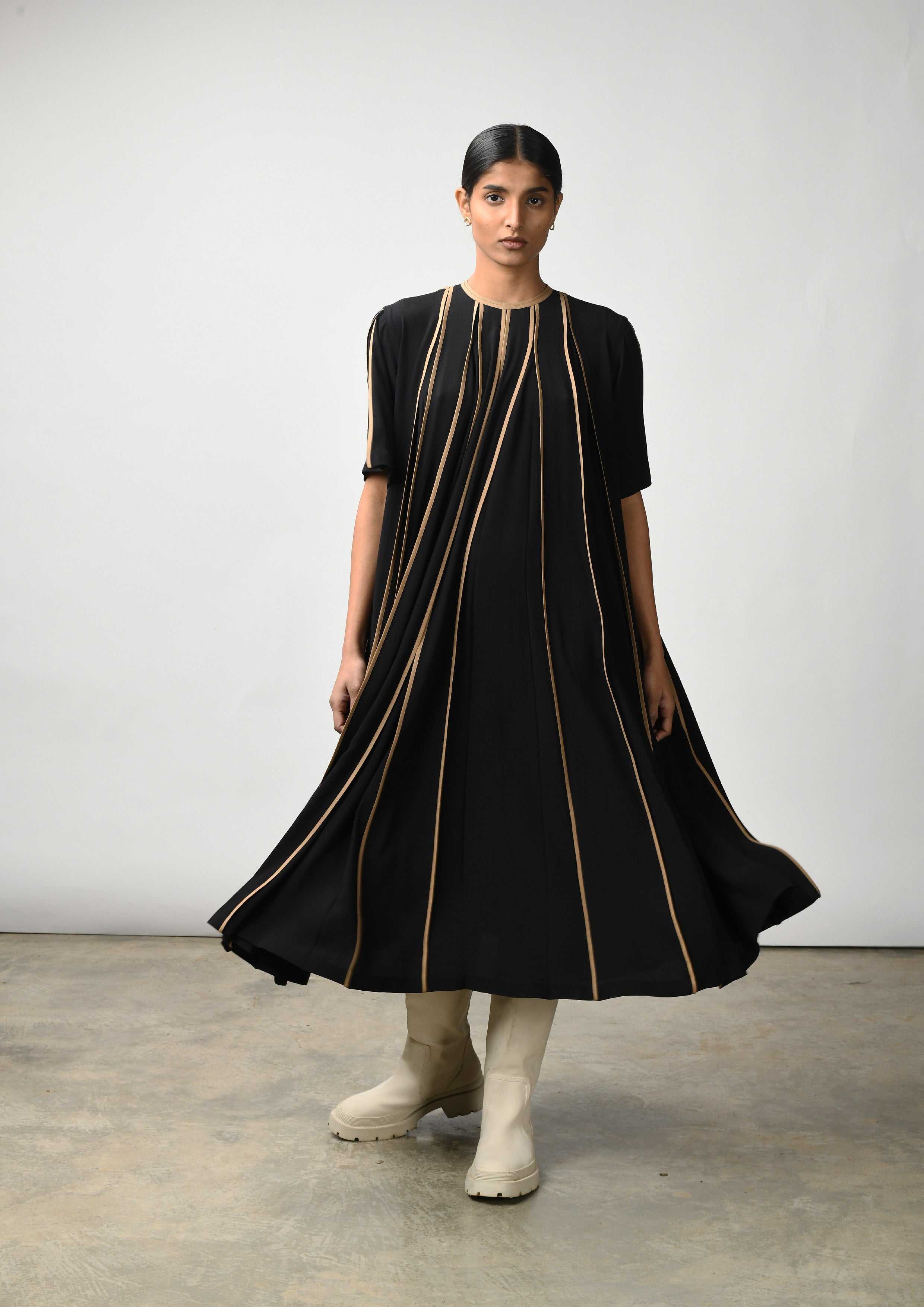 midi tent dress MERLETTE $480 Cambridge Dress XS/S Black Minimal Cotton Poplin A-line Tent Midi