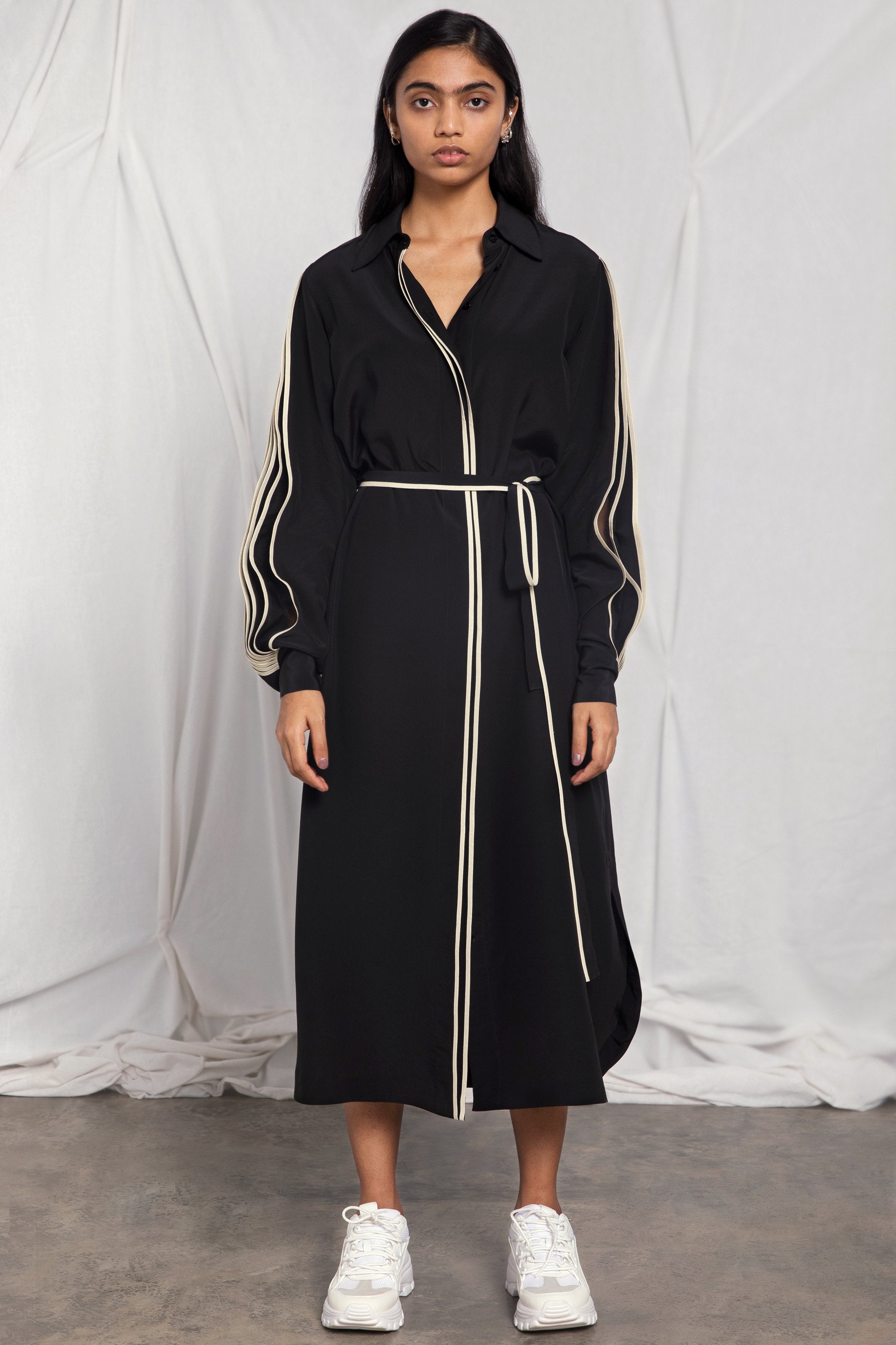 maeve long sleeve pleated mini shirt dress Maeve Long-Sleeve Pleated Mini Shirt Dress