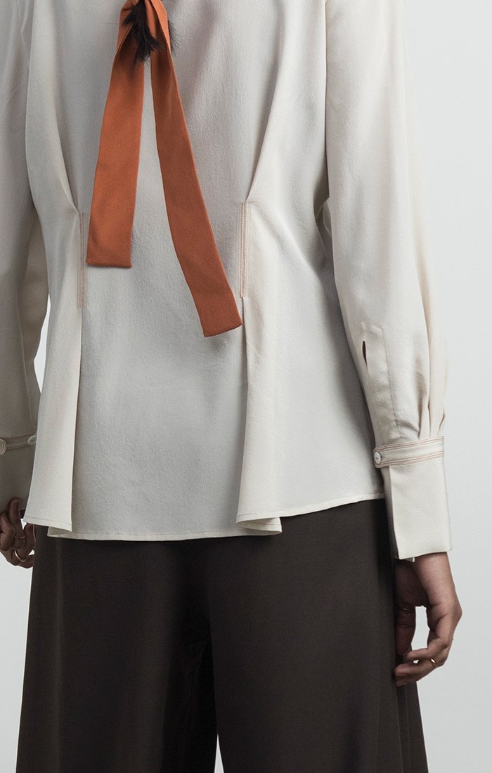 Silk Shirt with Frontal Pleats