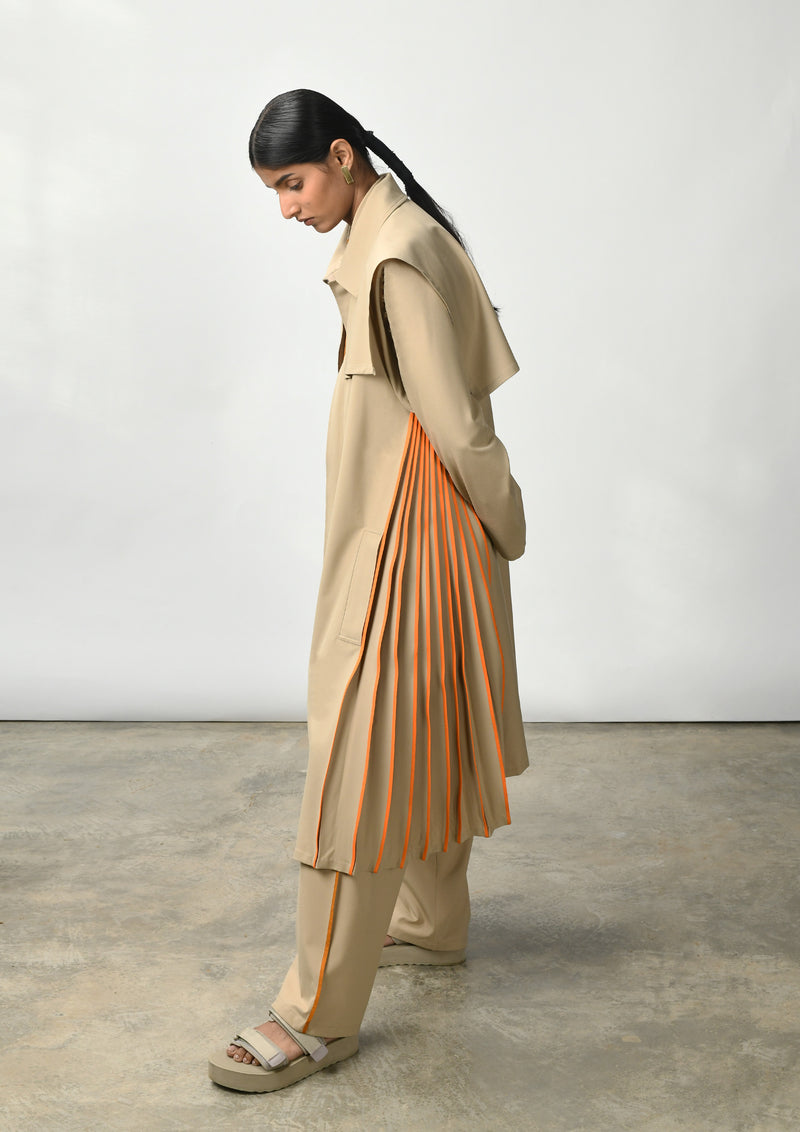 Collared midi coat with binding detail