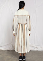 Silk dress with multi-colour binding