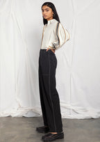 Shirt with pleated sleeves in multi-colour binding