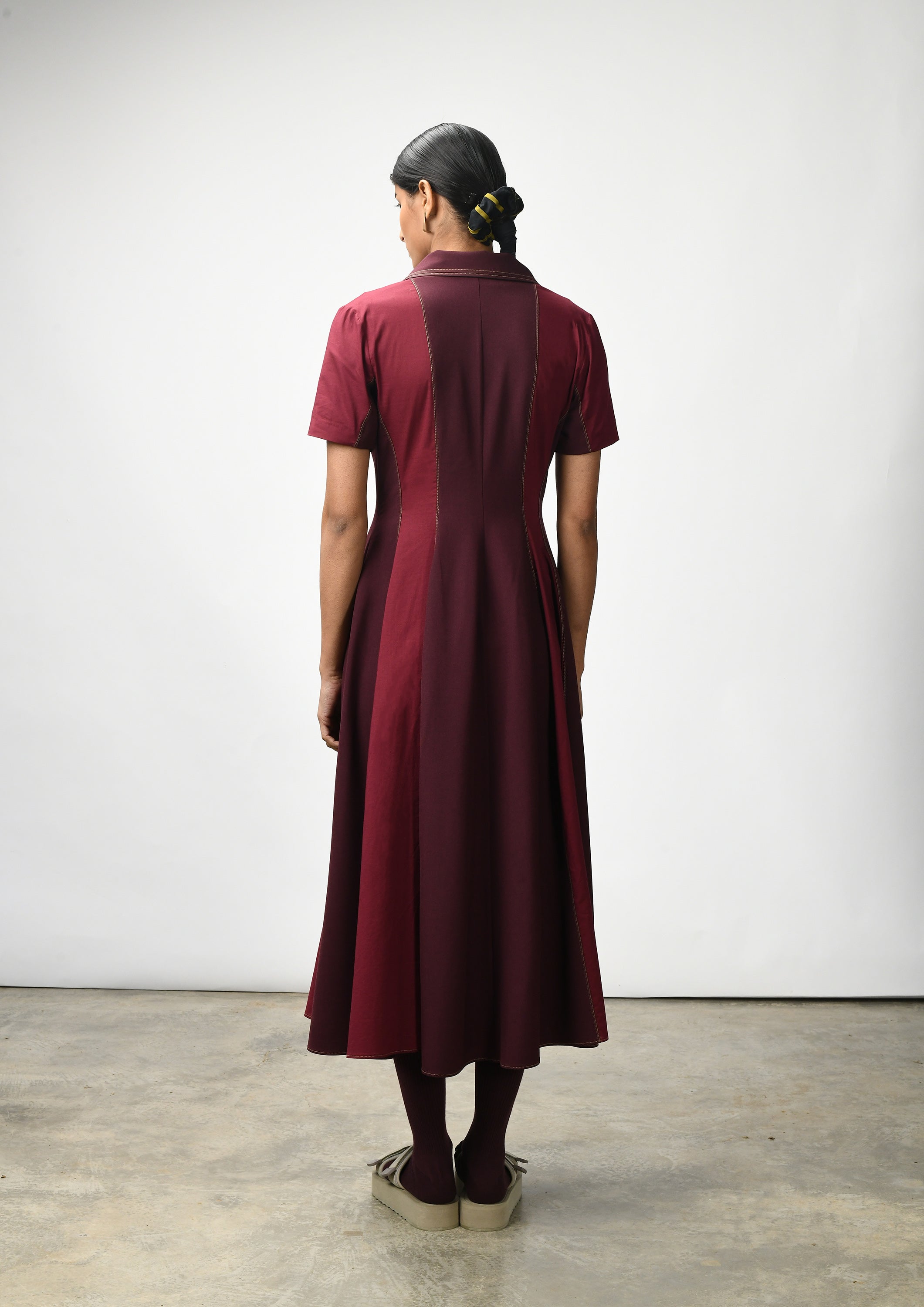 Collared shirt dress with zipper