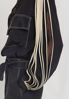 Jumpsuit with pleated sleeves