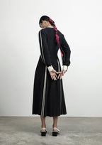 Silk Dress with Hand-bound Pleated Sleeves