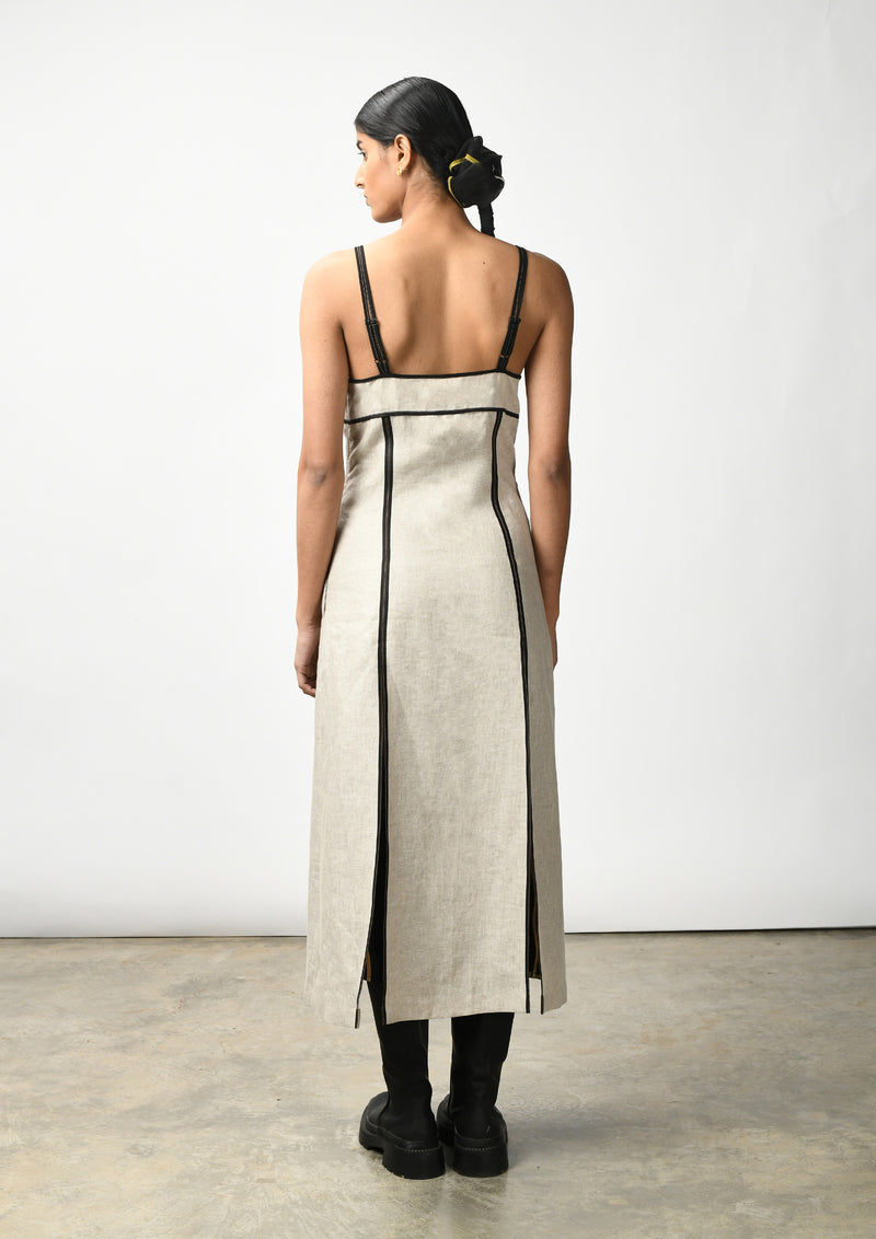 Midi slip dress with godet