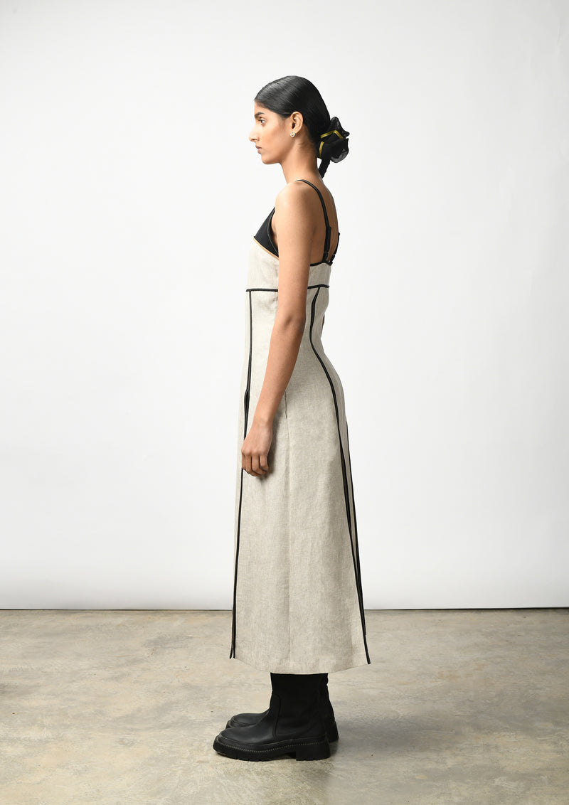 Midi slip dress with godet