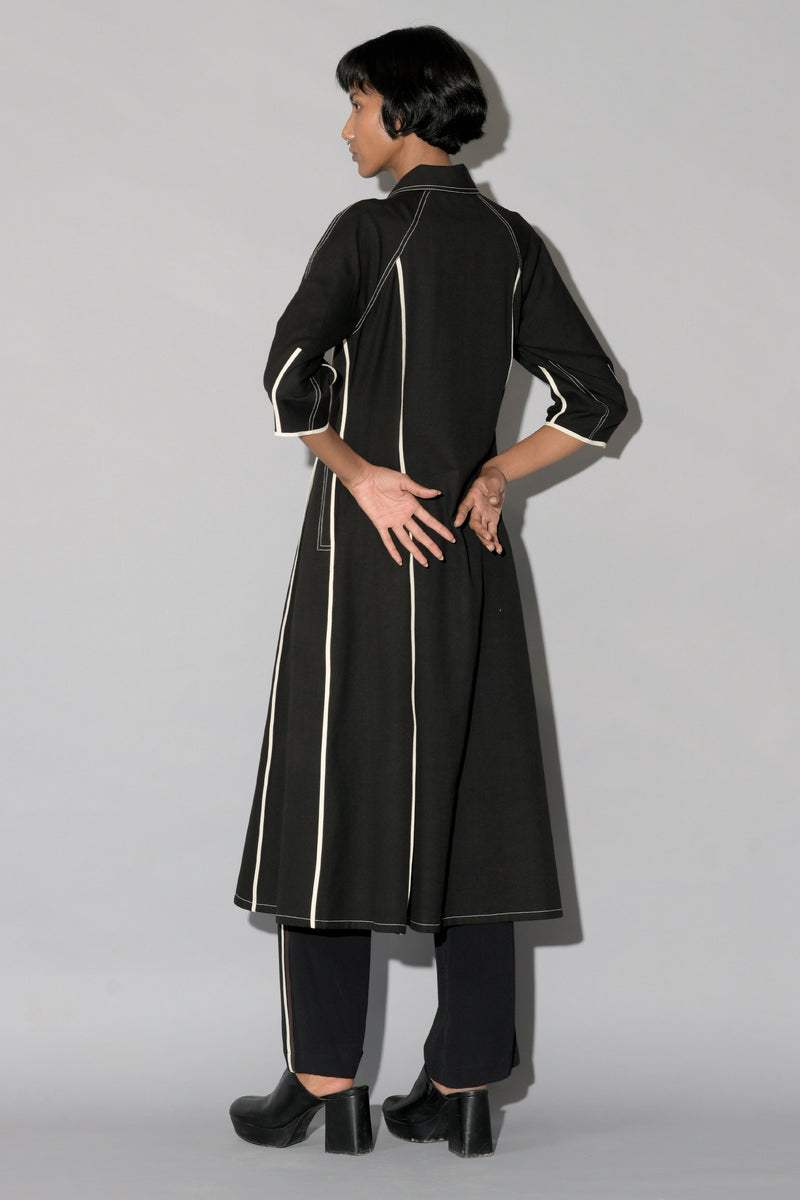 Classic Raglan Style Midi Shirt Dress
