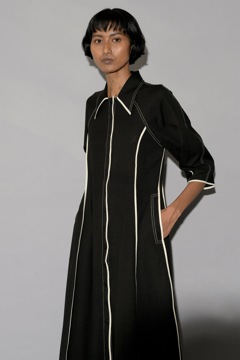 Classic Raglan Style Midi Shirt Dress
