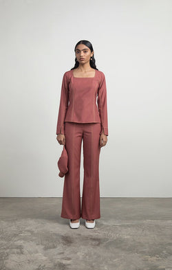 Flared Tailored Trousers with Front Zips