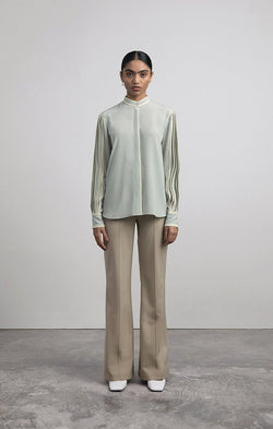 Silk Shirt with Hand-bound Pleated Sleeves