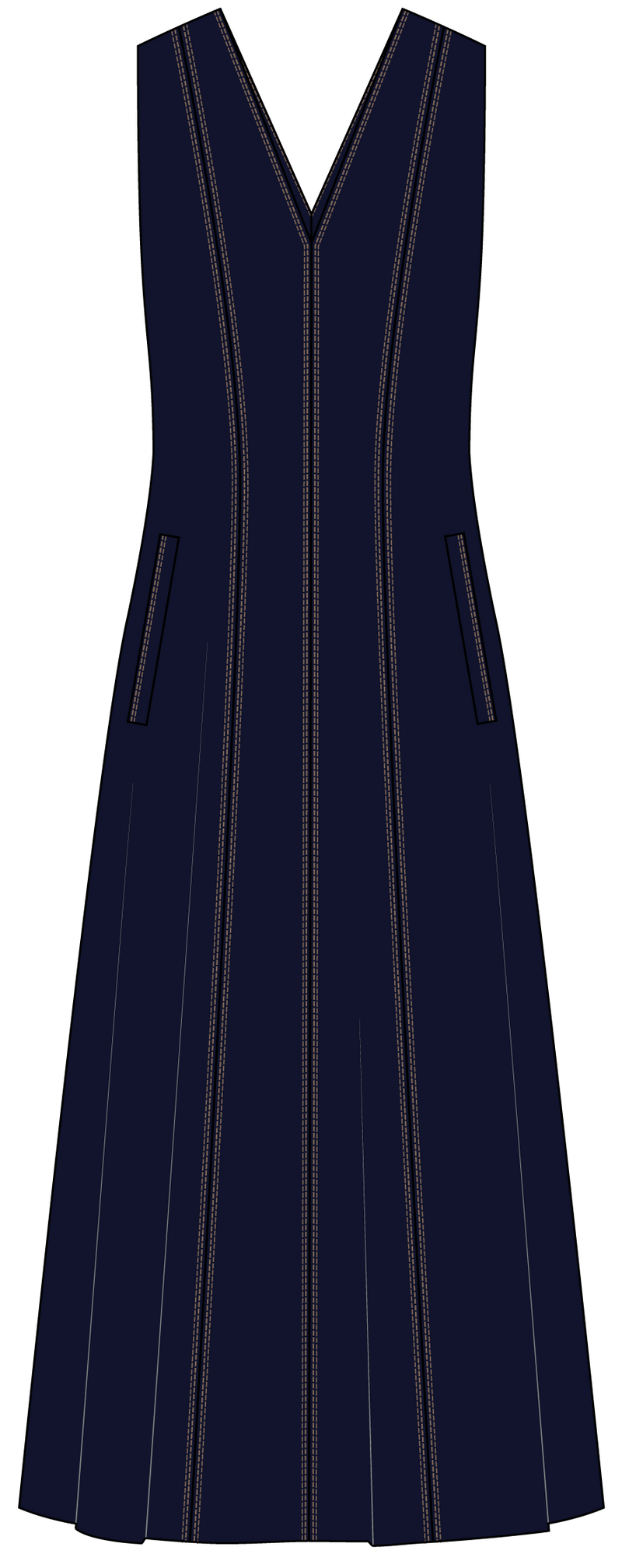Tailored Dress with Contrast-stitch Detail