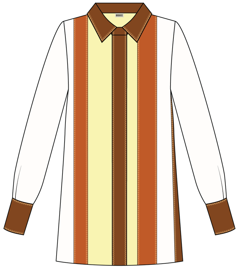 Colour-block Silk Shirt