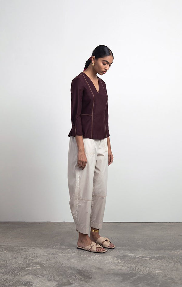 Tailored Blouse with Opening Pleats