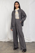 High waisted denim trousers