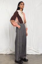Colour-block silk shirt