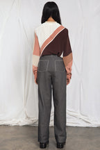 Colour-block silk shirt
