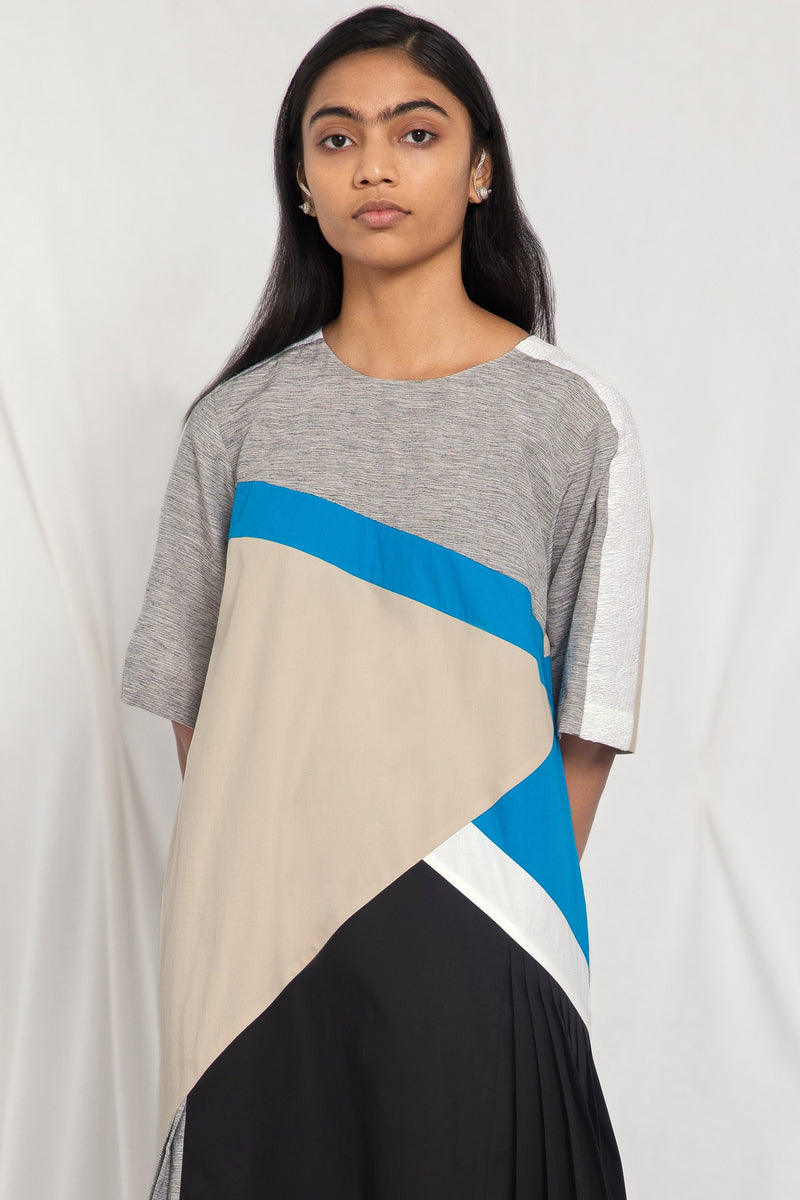 A-line colour-blocked dress