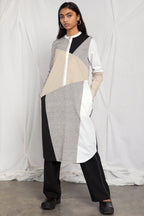 Colour-blocked cotton dress