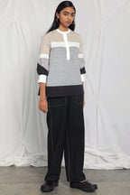 Colour-blocked cotton top
