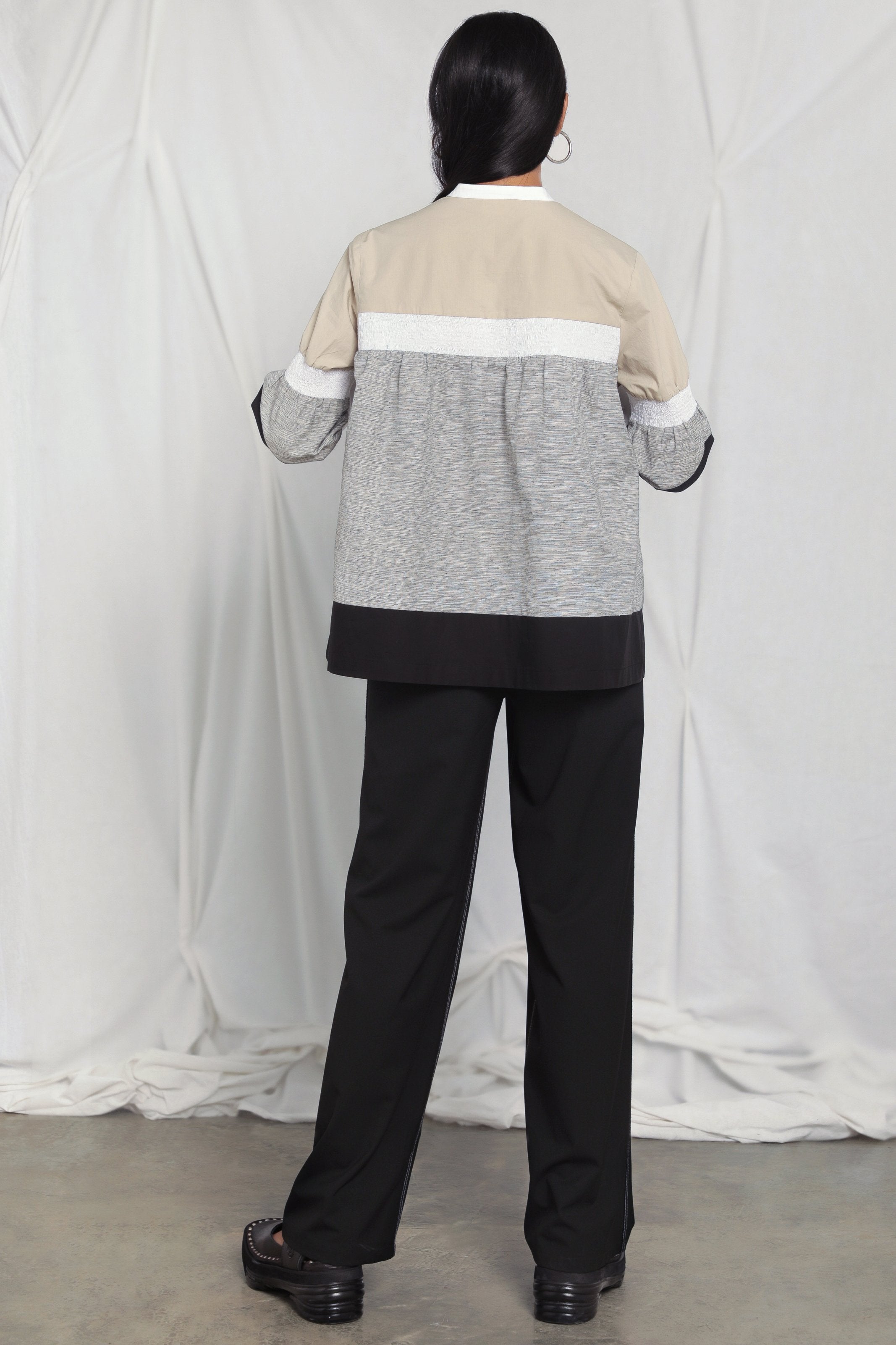 Colour-blocked cotton top