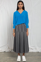 V-neck top with cuff binding detail
