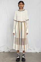Silk skirt with multi-colour binding