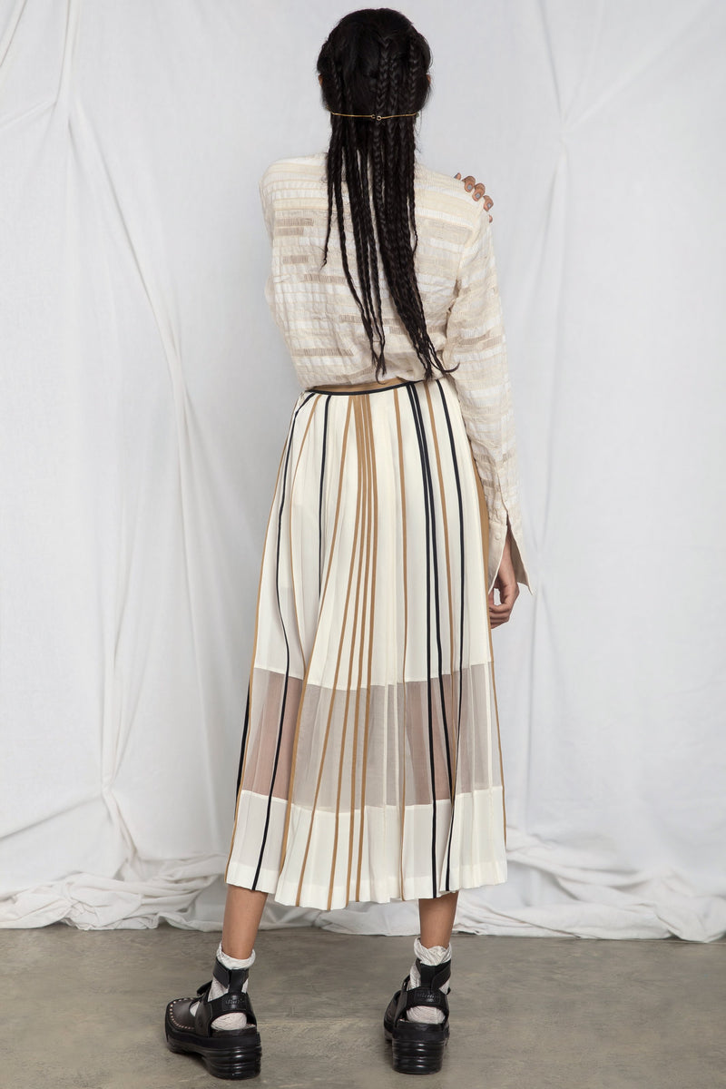 Silk skirt with multi-colour binding