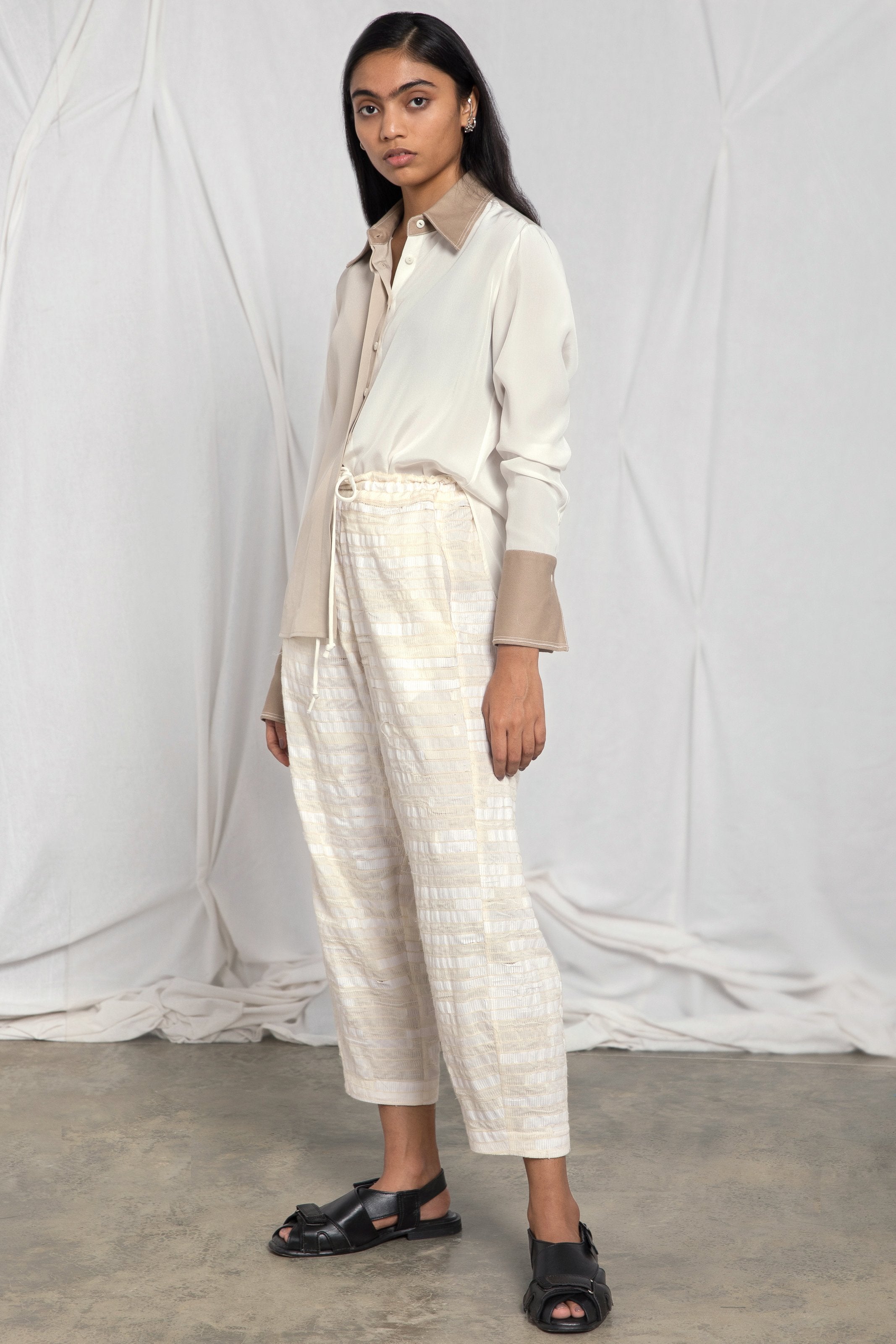 Two-tone silk shirt