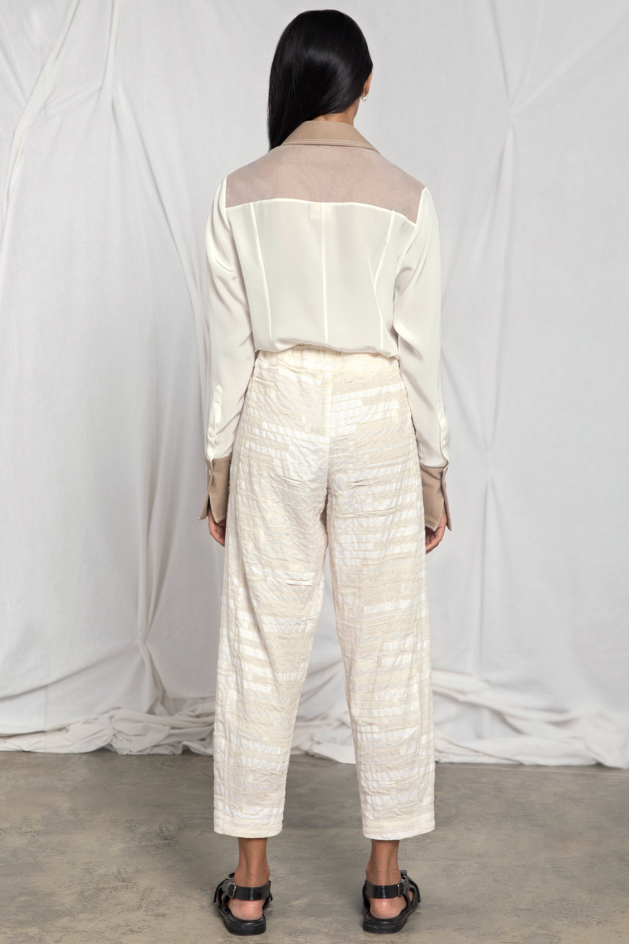 Two-tone silk shirt