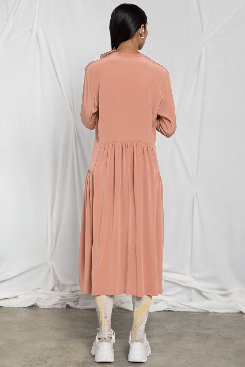 Front pleated shirt dress