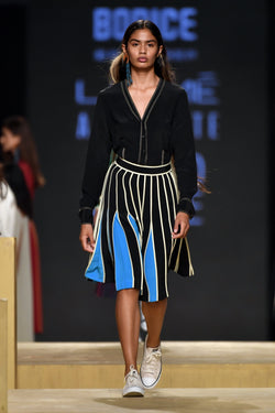 Two-tone Pleated Silk Skirt
