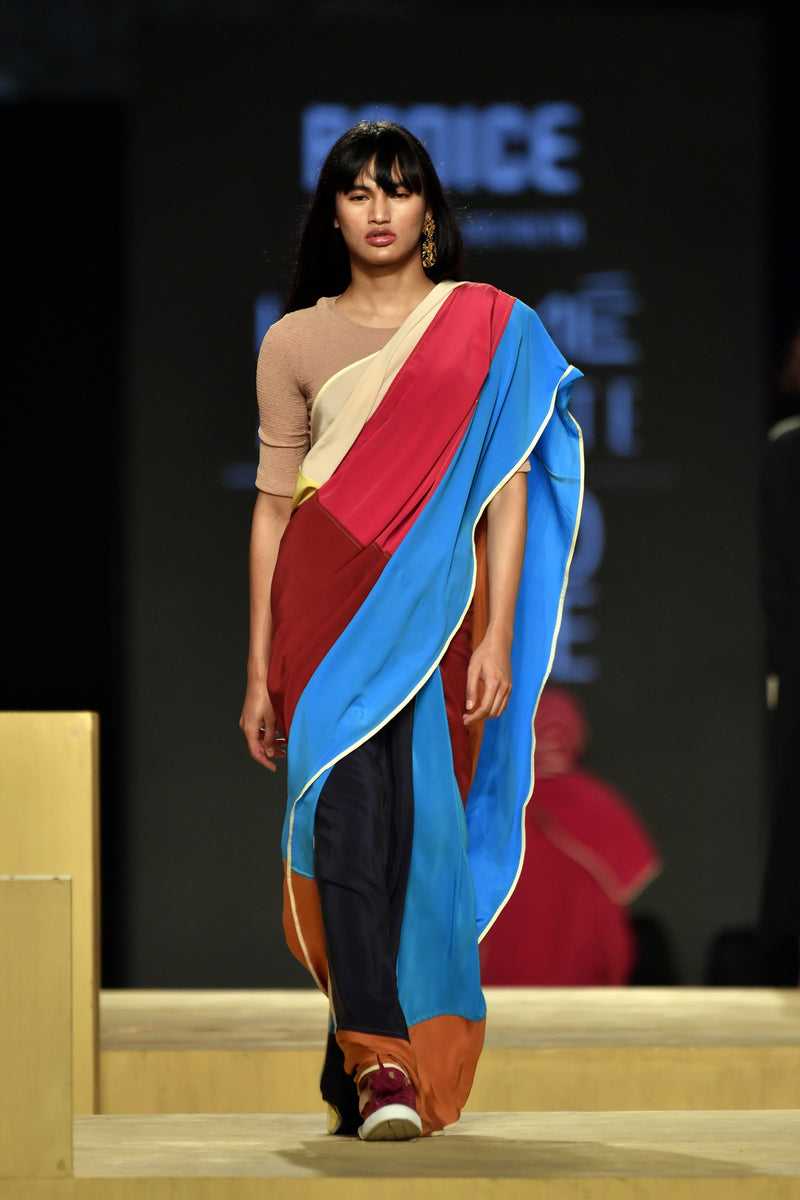 The Colour-blocked Sari