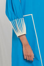 Shift dress with pleated sleeves