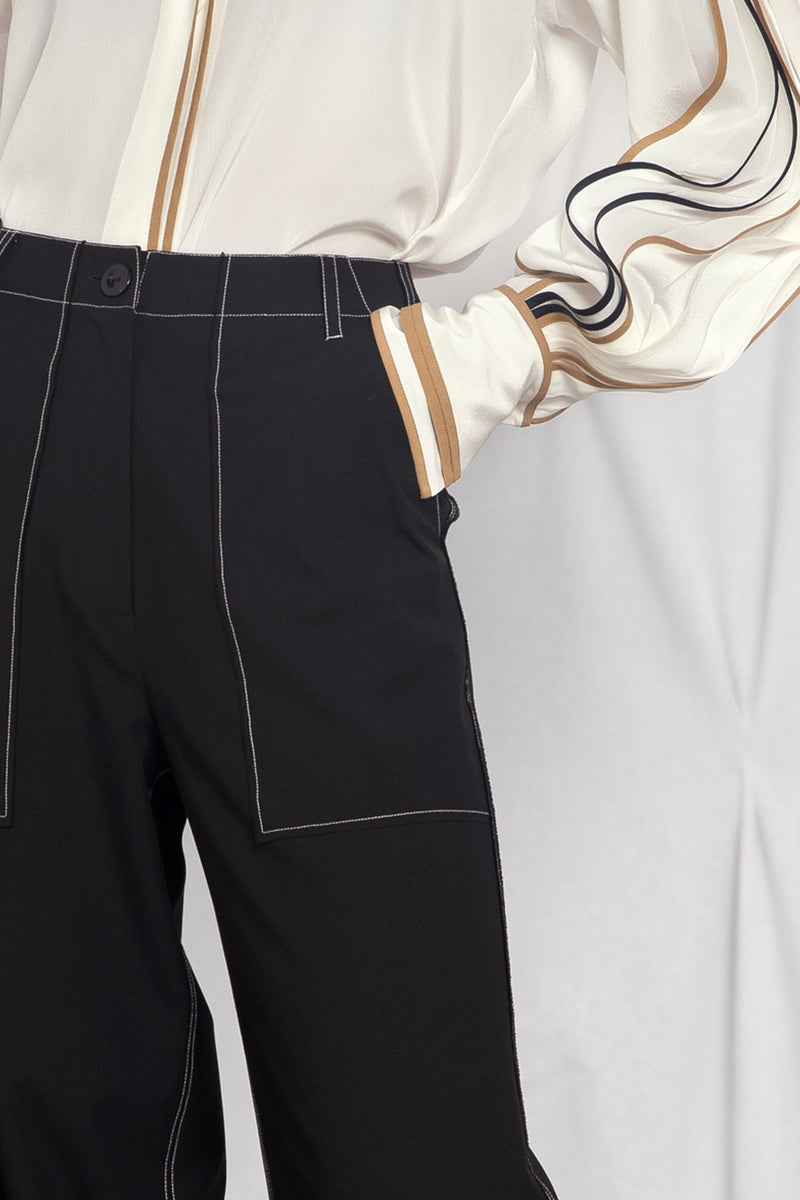 High-waisted tailored trousers - Dark grey/Pinstriped - Ladies | H&M SG