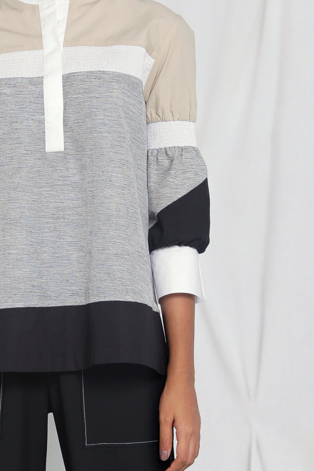 Colour-blocked cotton top