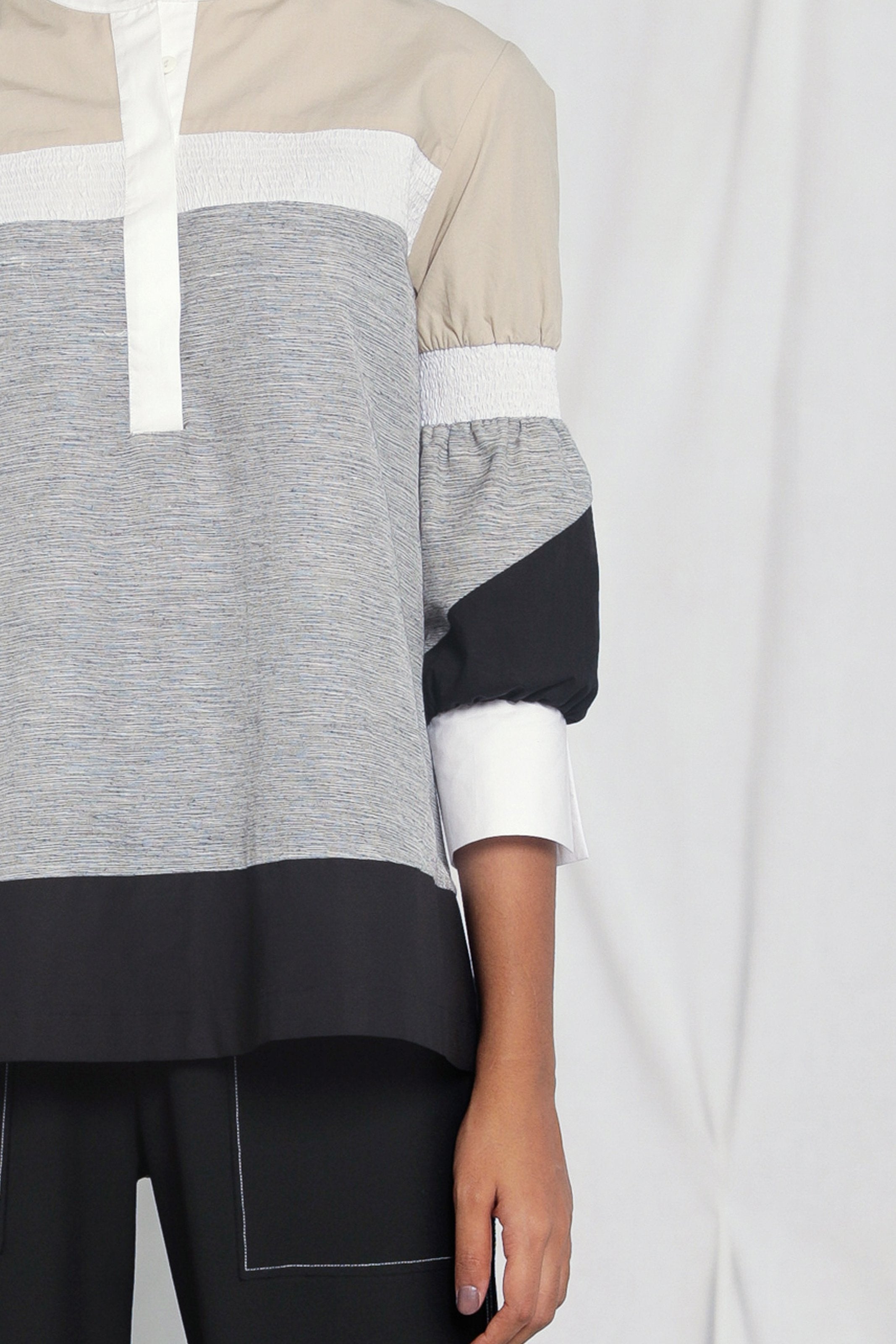 Colour-blocked cotton top