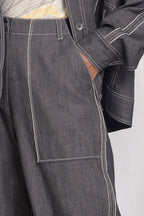 High waisted denim trousers