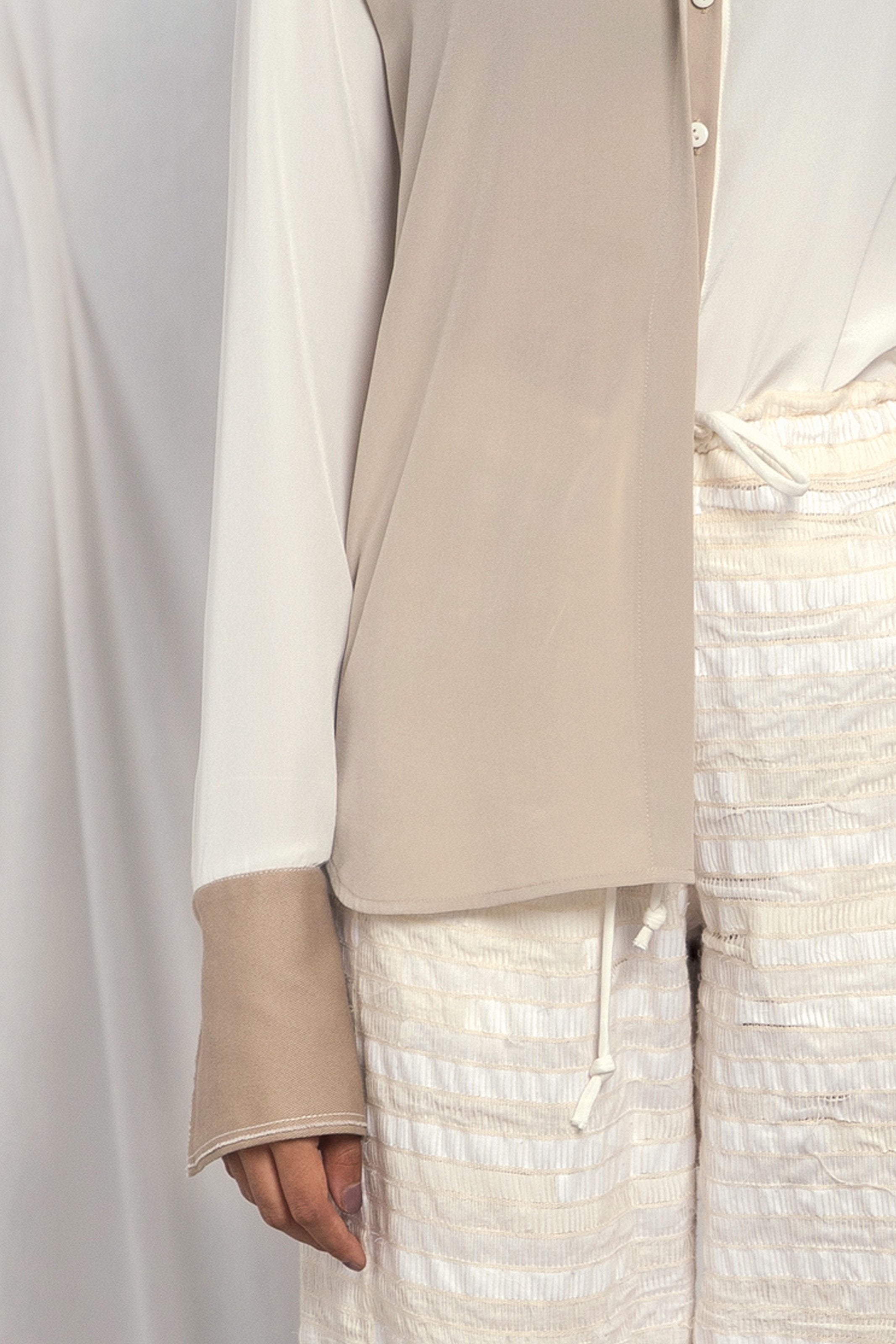 Two-tone silk shirt